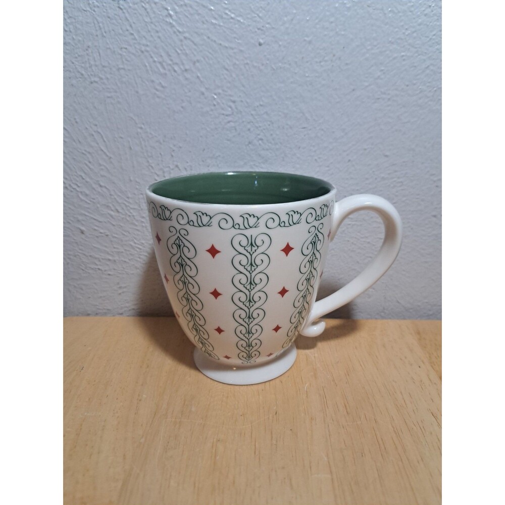 2003 Starbucks Barista Christmas Pedestal Red/White/Green 16 oz. Coffee Cup